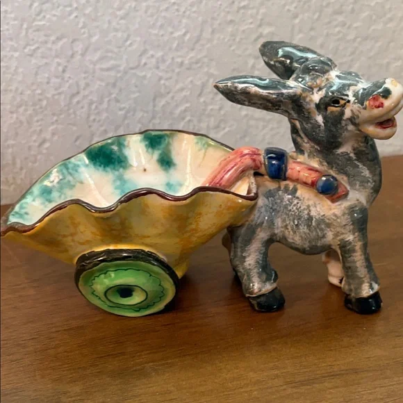 Vintage Italian pottery donkey and cart - Picture 3 of 9